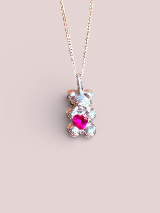 Gummy Love Bear ruby pendant