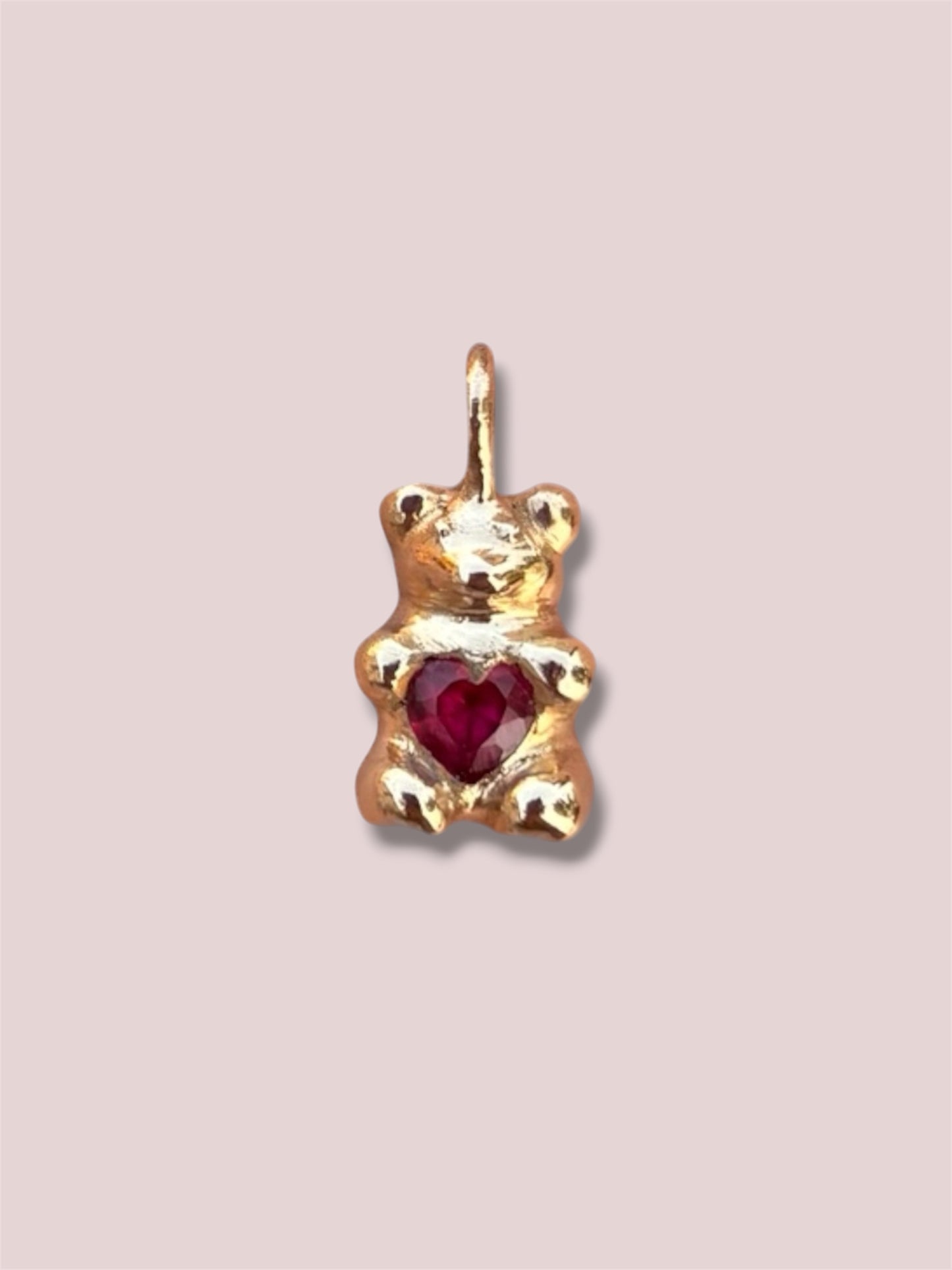 Gummy Love Bear - lab ruby (gold bronze)