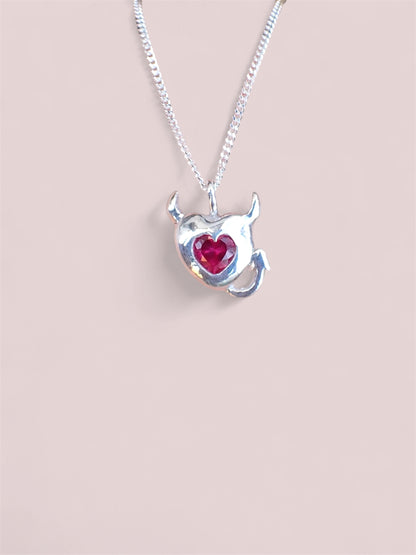 Devil tail heart pendant (red)