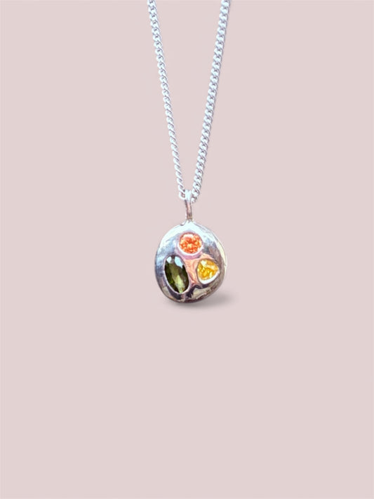 Precious Pebble pendant (champagne, yellow, green)