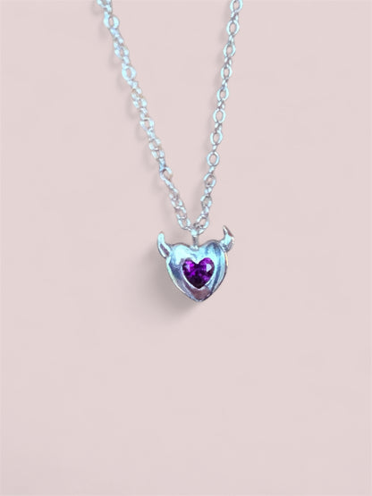 Devil heart pendant (purple)