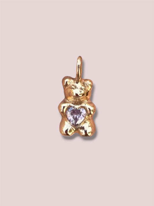 Gummy Love Bear - pink cz (gold bronze)