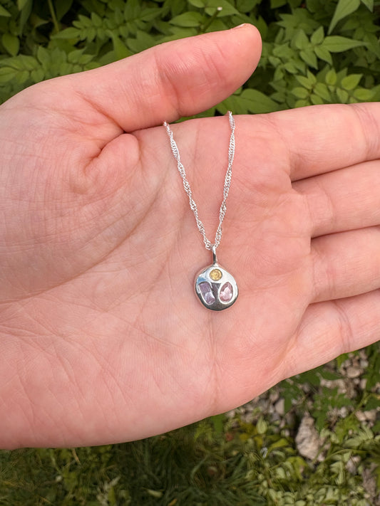 Precious Pebble pendant (pink, lavender, yellow)