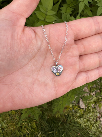 Pebble Heart pendant (pink yellow lavender)