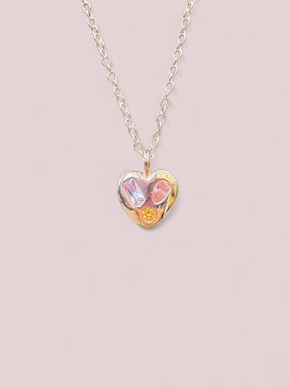 Pebble Heart pendant (pink yellow lavender)