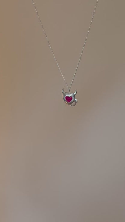 Devil tail heart pendant (red)