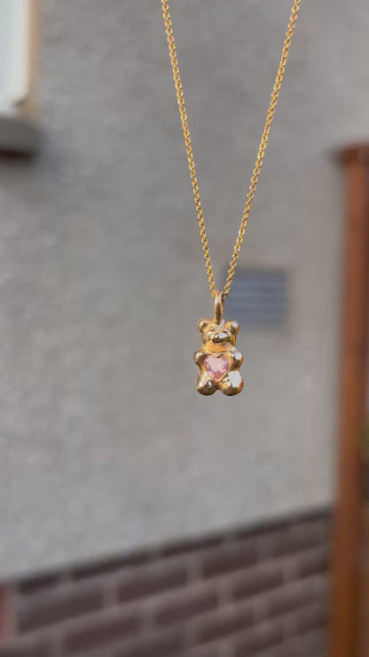 Gummy Love Bear - pink cz (gold bronze)