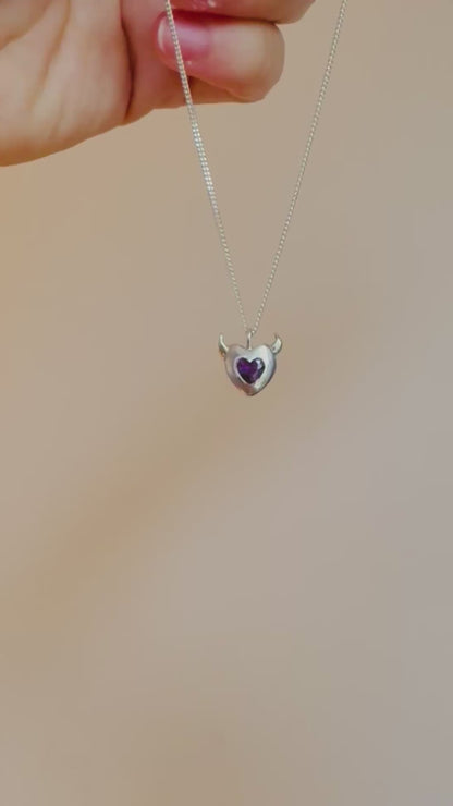 Devil heart pendant (purple)