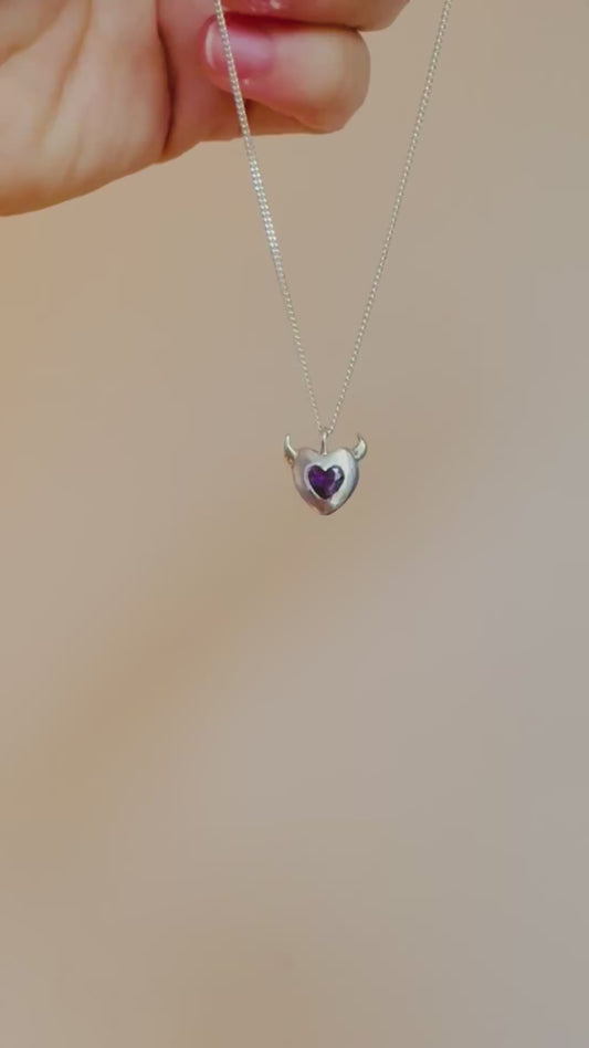 Devil heart pendant (purple)