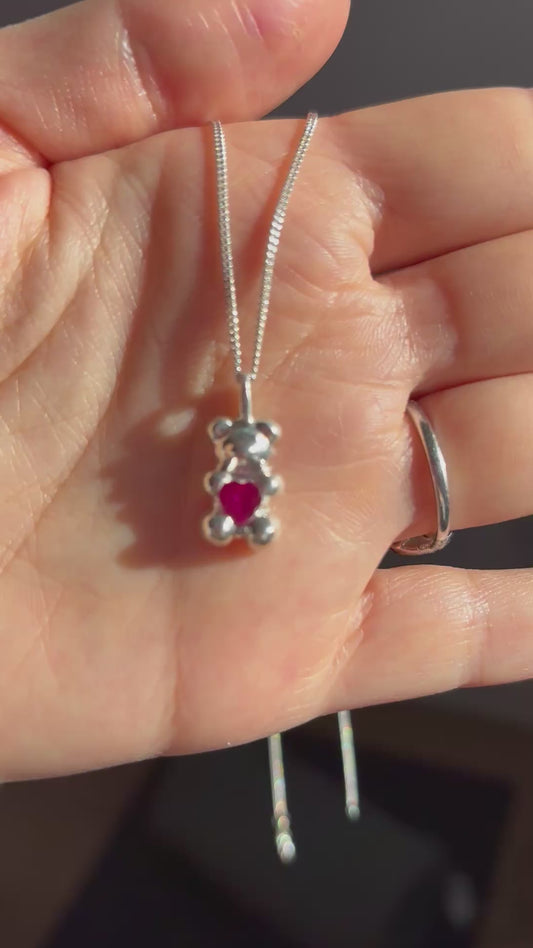Gummy Love Bear ruby pendant