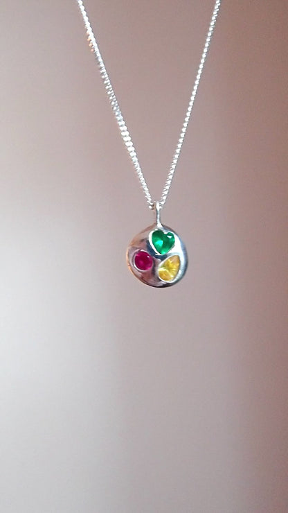 Precious Pebble pendant (ruby, green, yellow)