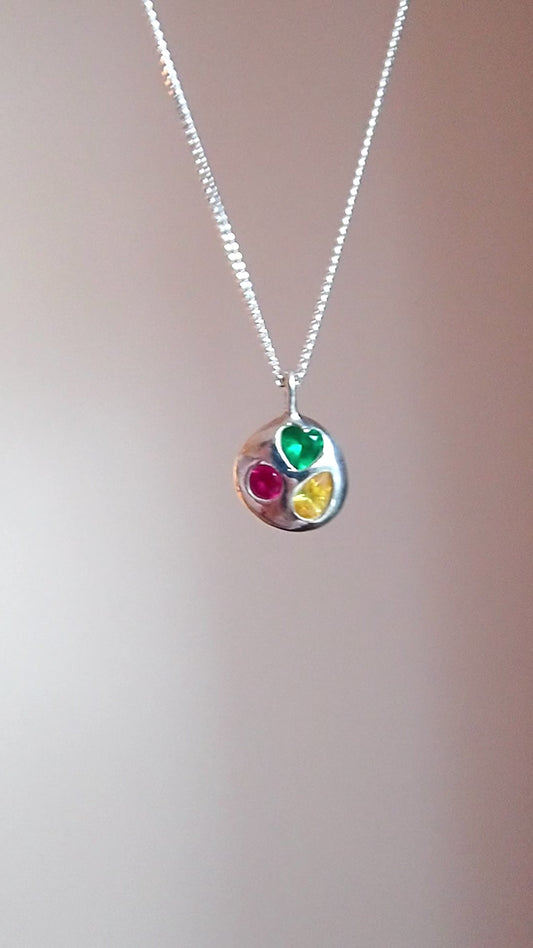 Precious Pebble pendant (ruby, green, yellow)